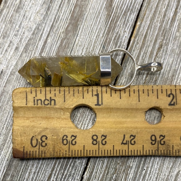 Sterling Silver Pendant, Gold Rutilated quartz stone - Picture 8 of 9